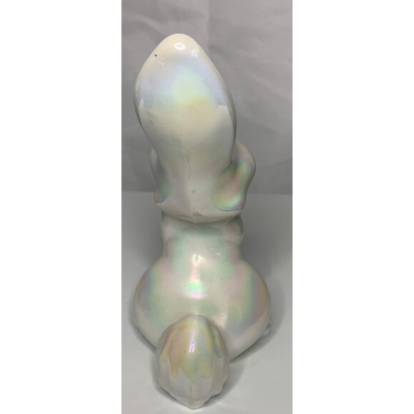 Mosser Glass Thumper Bunny Rabbit Figurine 6.5” White Iridescent Glass Collect - Picture 3 of 6